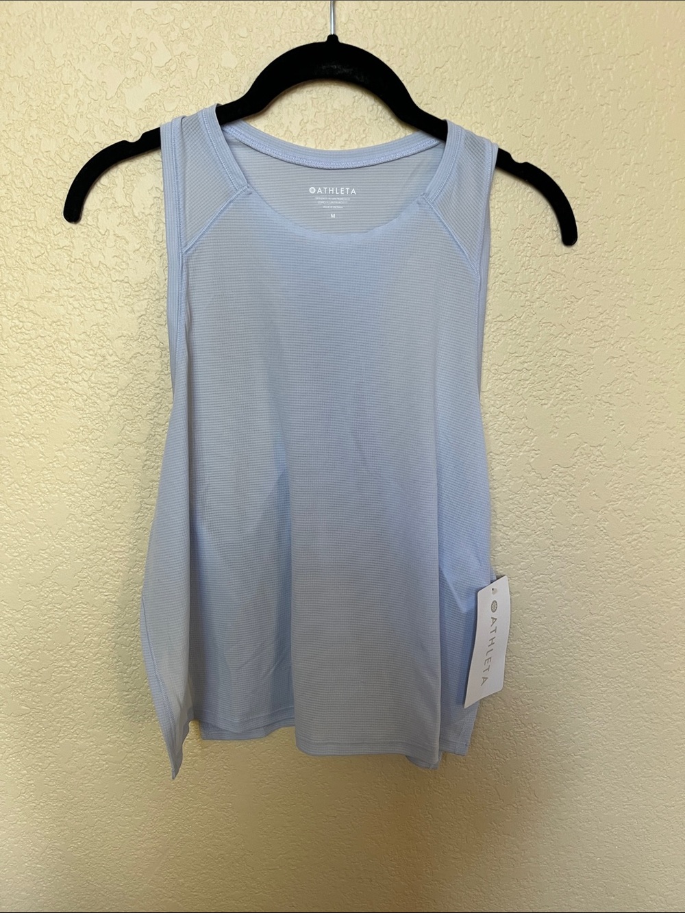 Athleta NWT Blue Grid Knit Singlet Tank Top Size Medium
